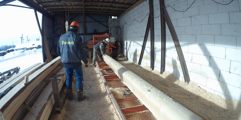 Профилируем кедровый лафет 240 мм на Wood-Mizer для дома 300 м²: производство премиального домокомплекта